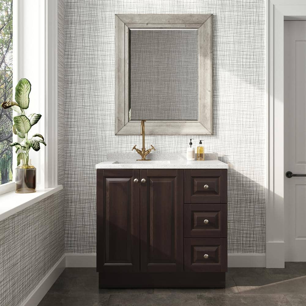 Northwood 37 in. W x 19 in. D x 38 in. H Single Sink  Bath Vanity in Dusk with Silver Ash Engineered Solid Surface Top