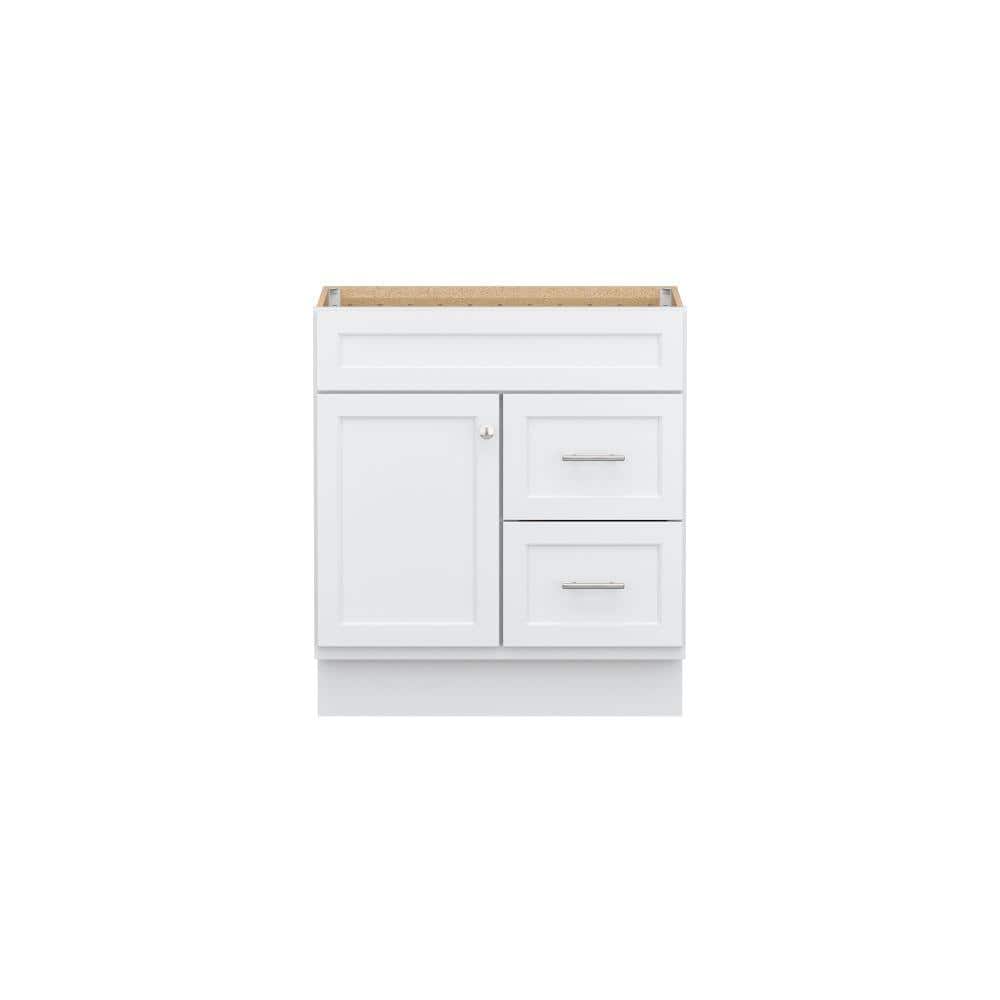 Canfield 30 in. W x 21 in. D x 33.5 in. H Bath Vanity Cabinet without Top in White Finish - Stu's Home Improvement Outlet