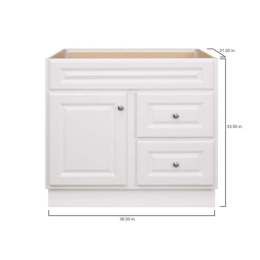Hampton 36 in. W x 21 in. D x 33.5 in. H Bath Vanity Cabinet without Top in White - Stu's Home Improvement Outlet