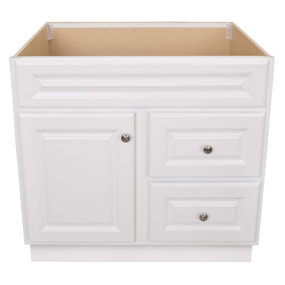 Hampton 36 in. W x 21 in. D x 33.5 in. H Bath Vanity Cabinet without Top in White - Stu's Home Improvement Outlet