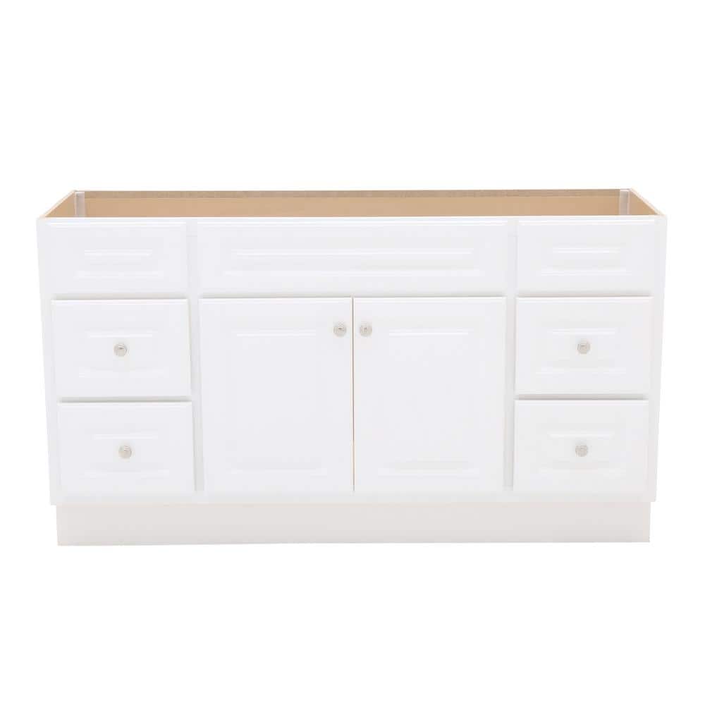 Glacier Bay Hampton 60 in. W x 21 in. D x 33.5 in. H Bath Vanity Cabinet without Top in White