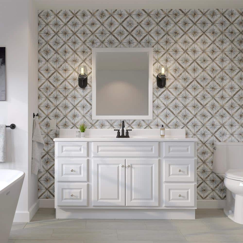 Glacier Bay Hampton 60 in. W x 21 in. D x 33.5 in. H Bath Vanity Cabinet without Top in White