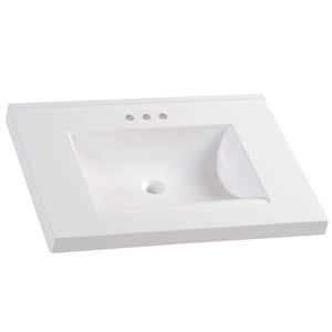 31 in. W x 22 in. D Cultured Marble Vanity Top in White with White Rectangular Single Sink - Stu's Home Improvement Outlet