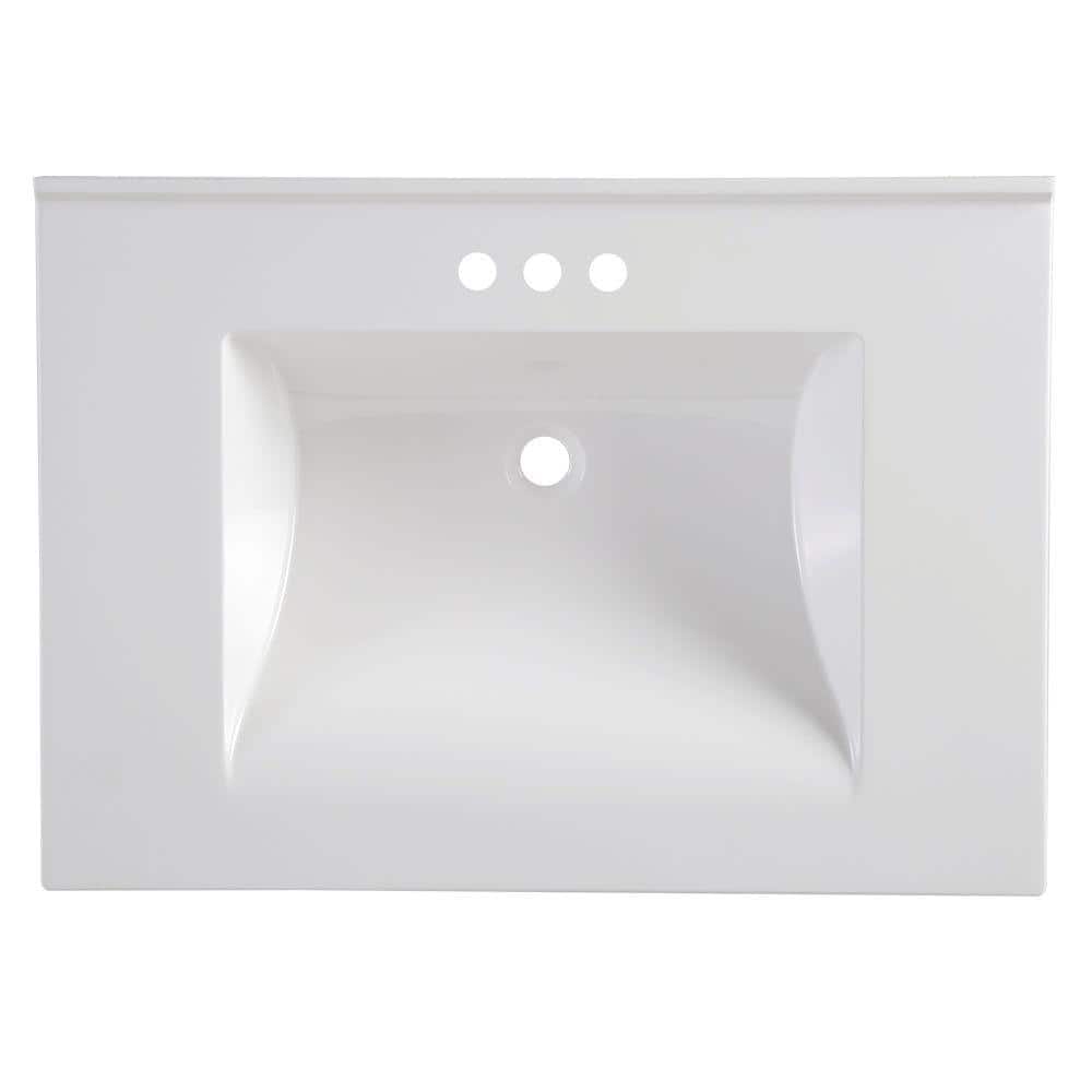 31 in. W x 22 in. D Cultured Marble Vanity Top in White with White Rectangular Single Sink - Stu's Home Improvement Outlet