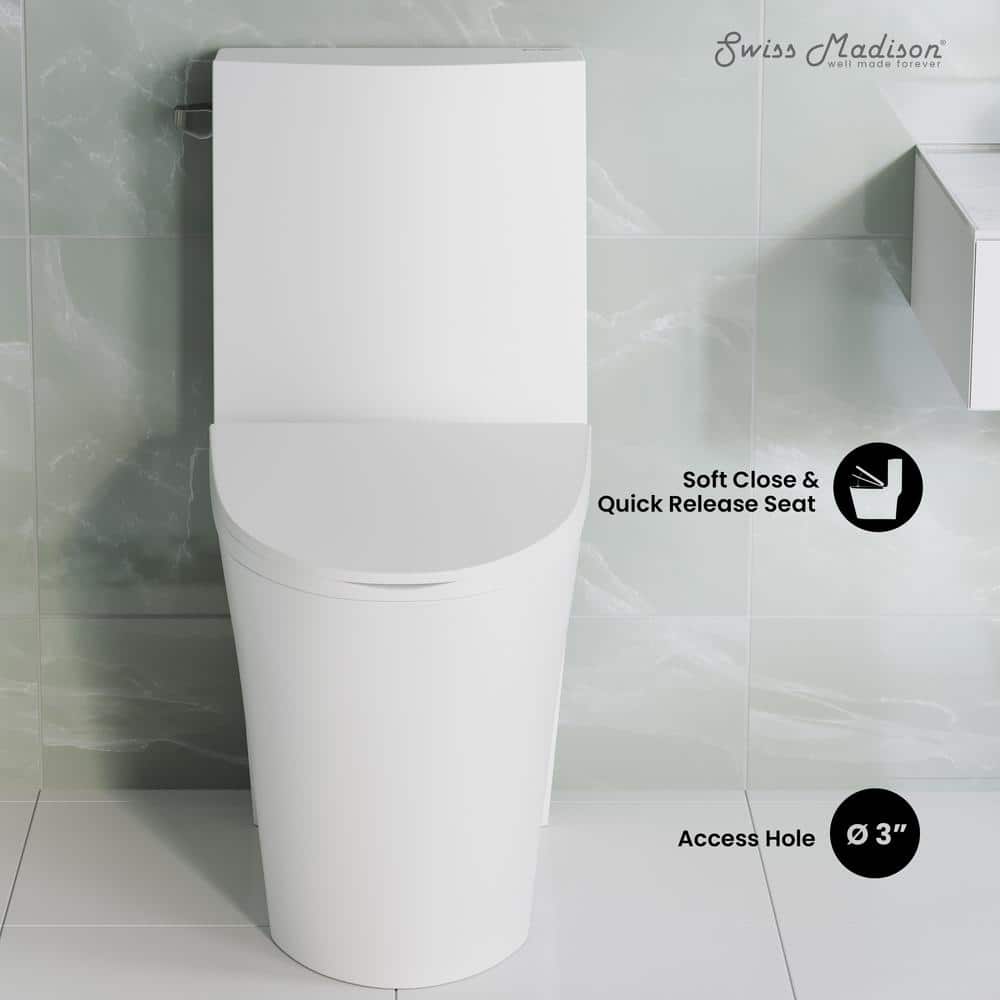 St. Tropez 1 - Piece 1.28 GPF Single Flush Elongated Toilet in White Seat Included - Stu's Home Improvement Outlet