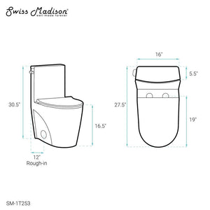 St. Tropez 1 - Piece 1.28 GPF Single Flush Elongated Toilet in White Seat Included - Stu's Home Improvement Outlet