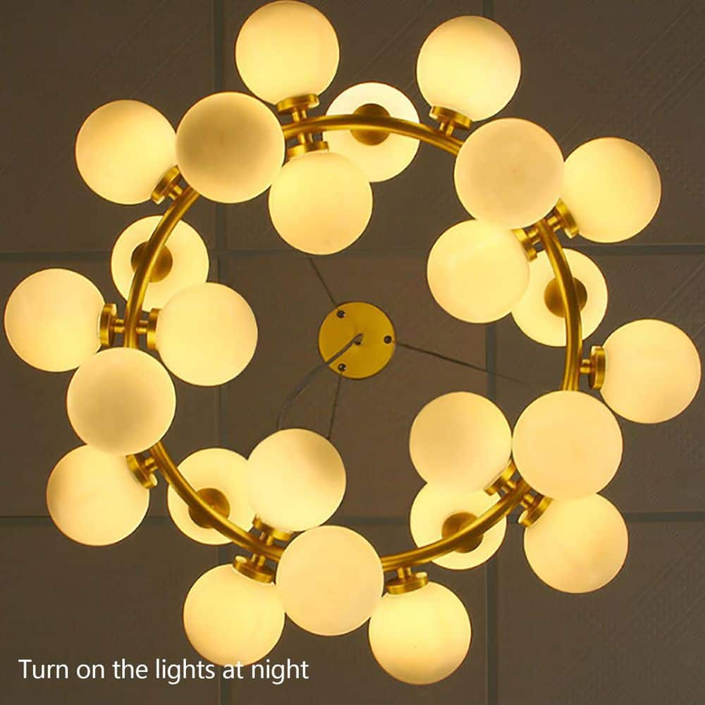 25 - Light Gold Modern Creative Bubble Glass Ball Chandelier with Round Glass Shades - Stu's Home Improvement Outlet