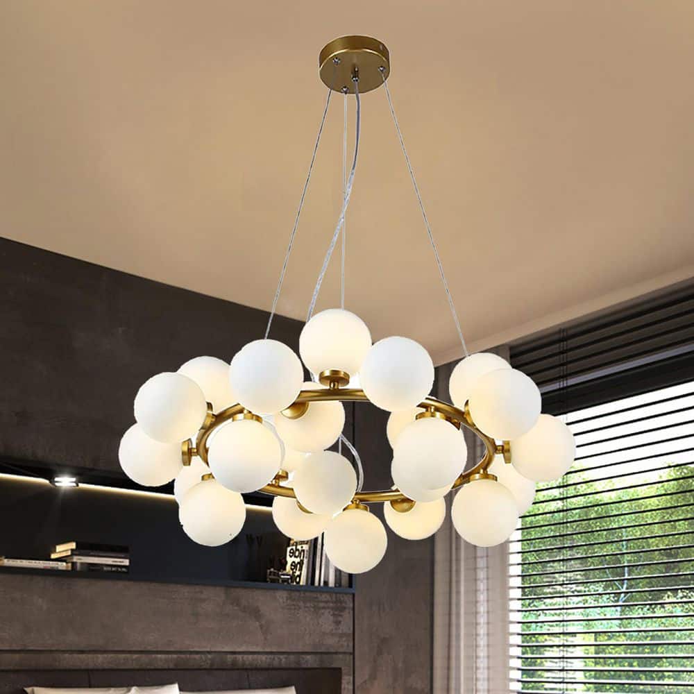 25 - Light Gold Modern Creative Bubble Glass Ball Chandelier with Round Glass Shades - Stu's Home Improvement Outlet