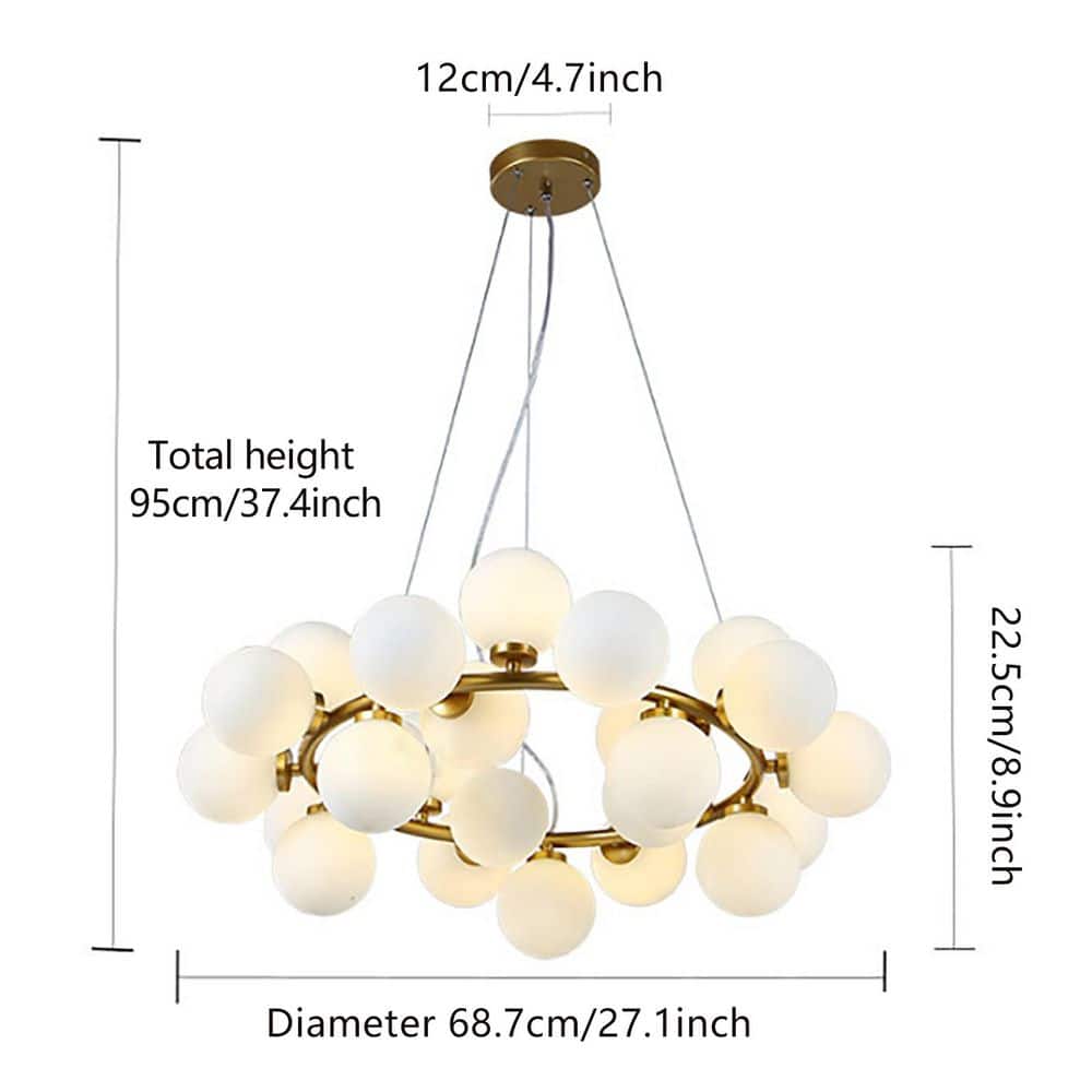 25 - Light Gold Modern Creative Bubble Glass Ball Chandelier with Round Glass Shades - Stu's Home Improvement Outlet