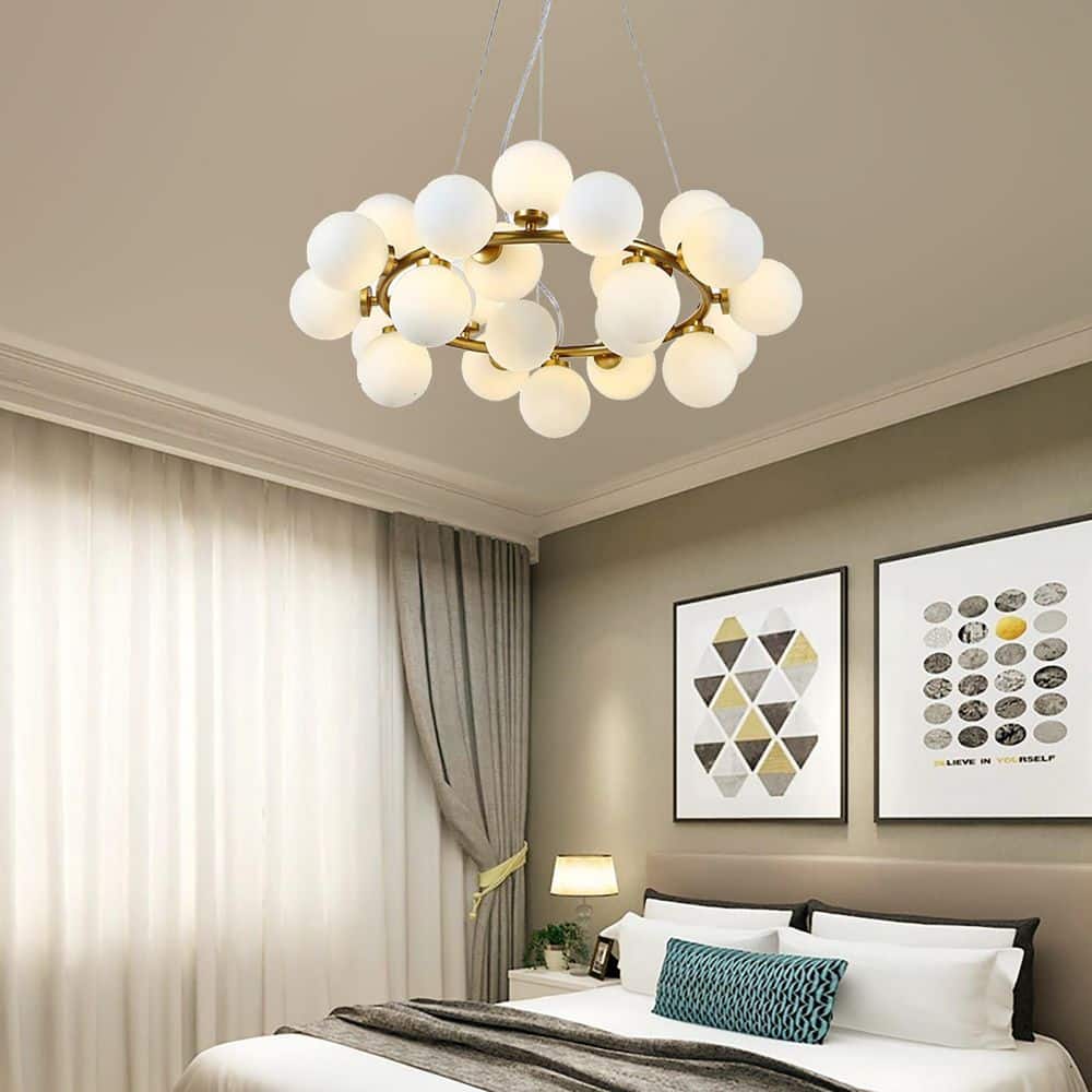 25 - Light Gold Modern Creative Bubble Glass Ball Chandelier with Round Glass Shades - Stu's Home Improvement Outlet