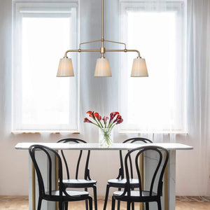 Modern Farmhouse Gold Bedroom Chandelier, 25 in. 3 - Light Kitchen Island Linear Pendant Light with Fabric Shade - Stu's Home Improvement Outlet