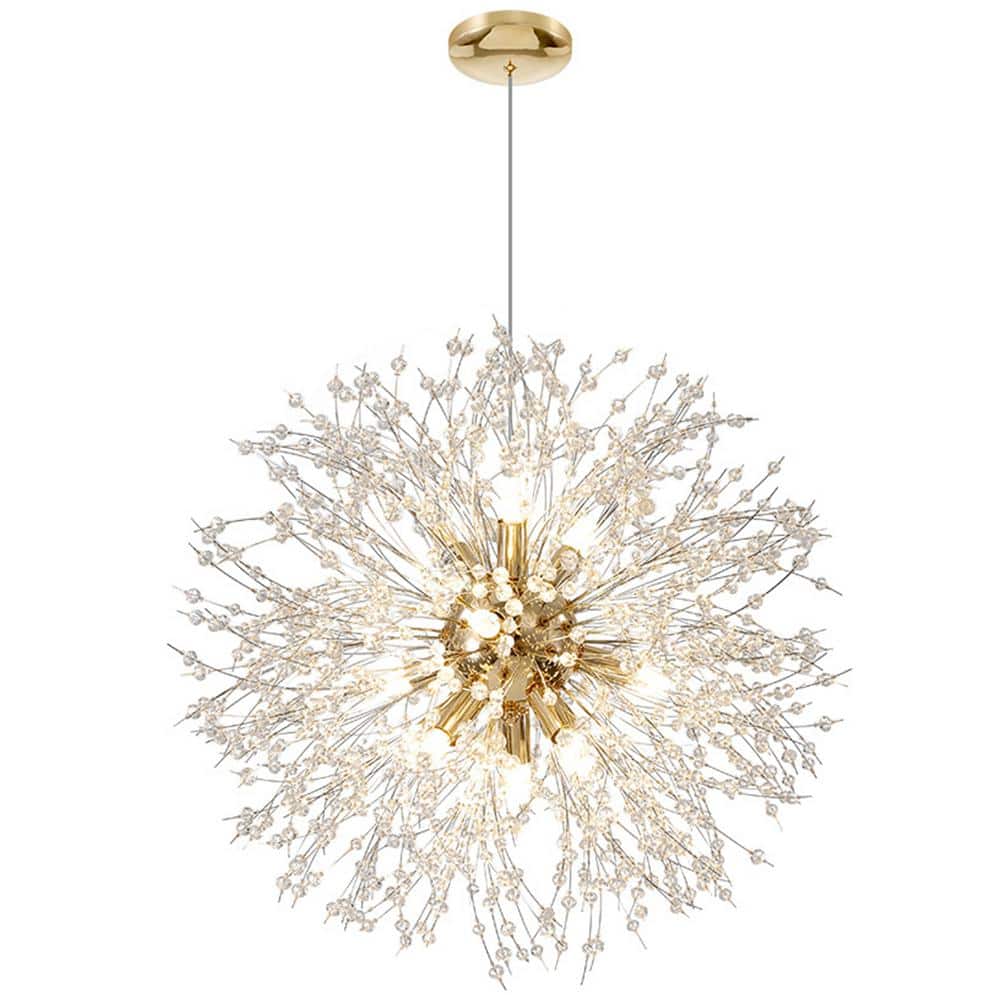 8 - Light 15.7 in. Dia Gold Dandelion Firework Chandelier Crystal Starburst Pendant Light - Stu's Home Improvement Outlet