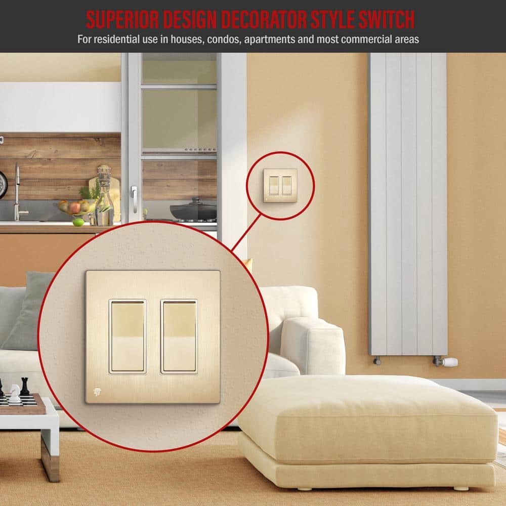 15 Amp, Single Pole, Decorator/Rocker Light SwitchGold (20 - Pack) - Stu's Home Improvement Outlet