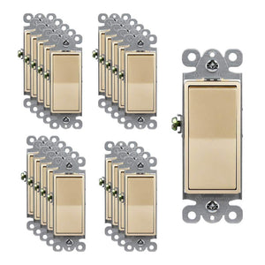 15 Amp, Single Pole, Decorator/Rocker Light SwitchGold (20 - Pack) - Stu's Home Improvement Outlet