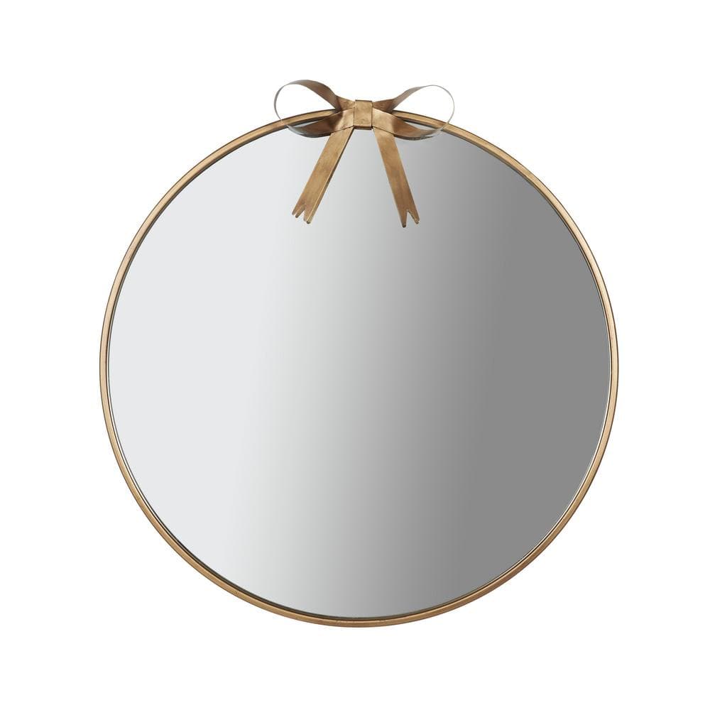 Medium Round Gold Bow Mirror (24 in.)