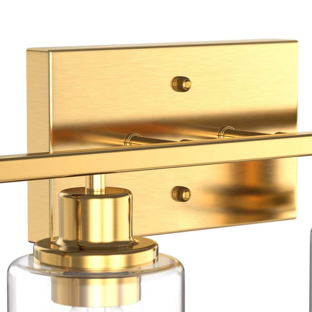 32 in. 4 - Light Gold Industrial Bathroom Vanity Light with Clear Glass Shades, Wall Mount Over Mirror Light Fixture - Stu's Home Improvement Outlet