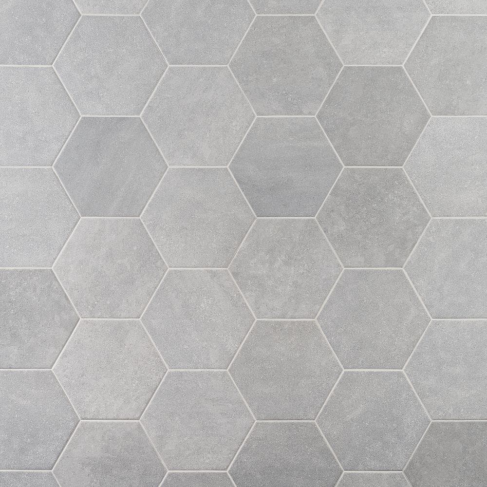 Sanskrit Gray Hex 8.86 in. x 10.20 in. Matte Porcelain Floor and Wall Tile (9.47 sq. ft./Case)