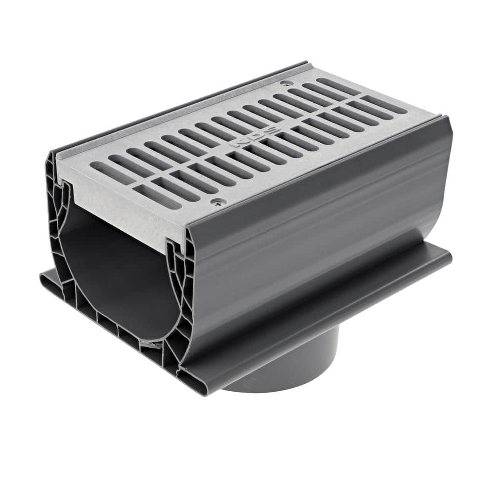 7 in. Spee-D Channel Drain with Grate and 3 in. and 4 in. Bottom Outlet
