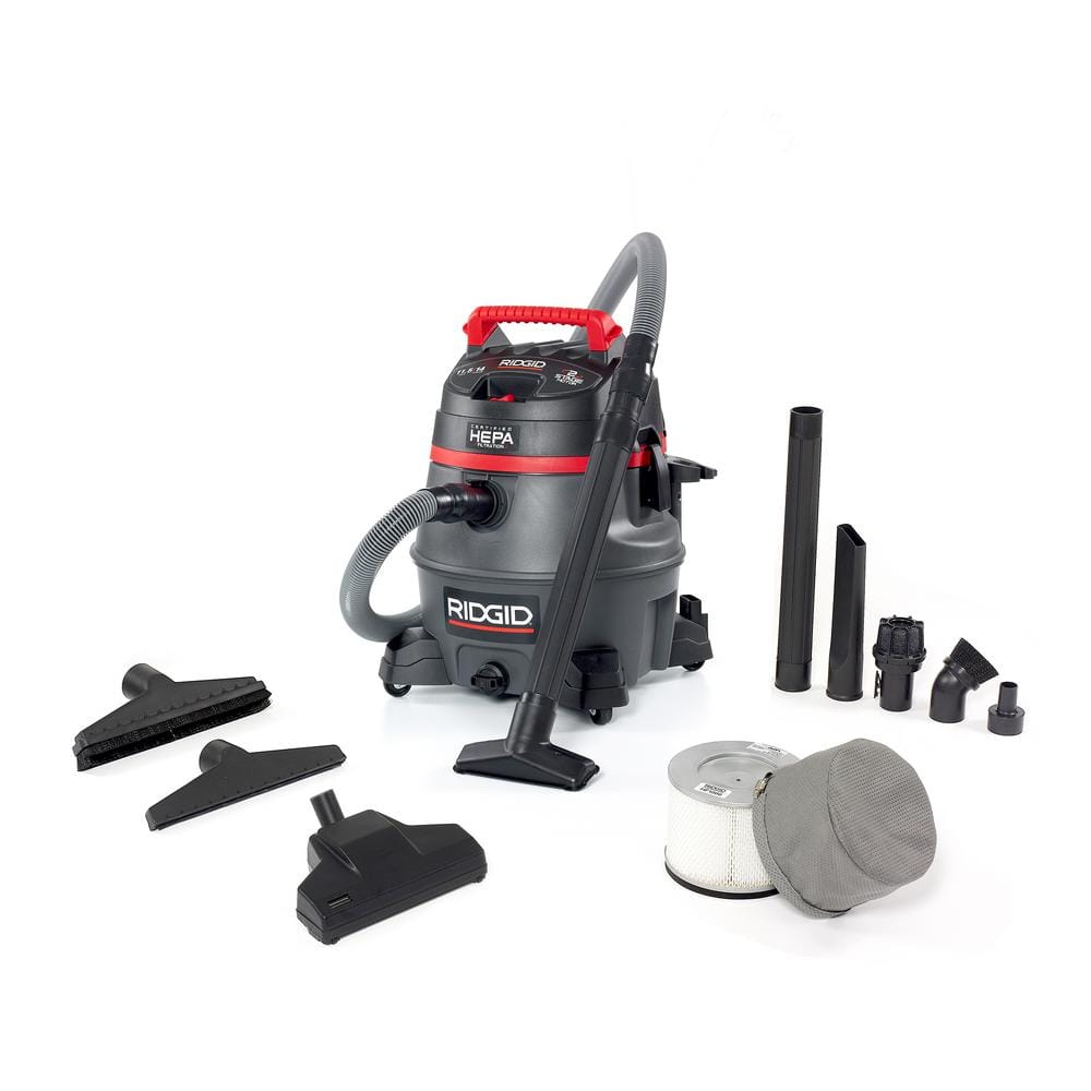 14 Gal. HEPA Commercial Shop Vacuum RV2400HF Wet Dry Vac with Filter, Dust Bag, Professional Hose and Accessories