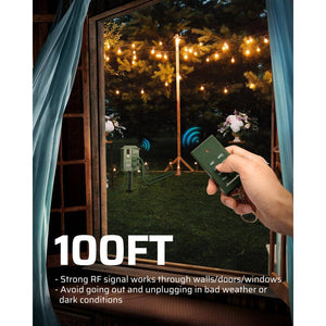 Outdoor Power Stake Timer Waterproof, 100 ft. Wireless Remote Control, 6 Grounded Outlets, 6 ft. Extension Cord - Stu's Home Improvement Outlet