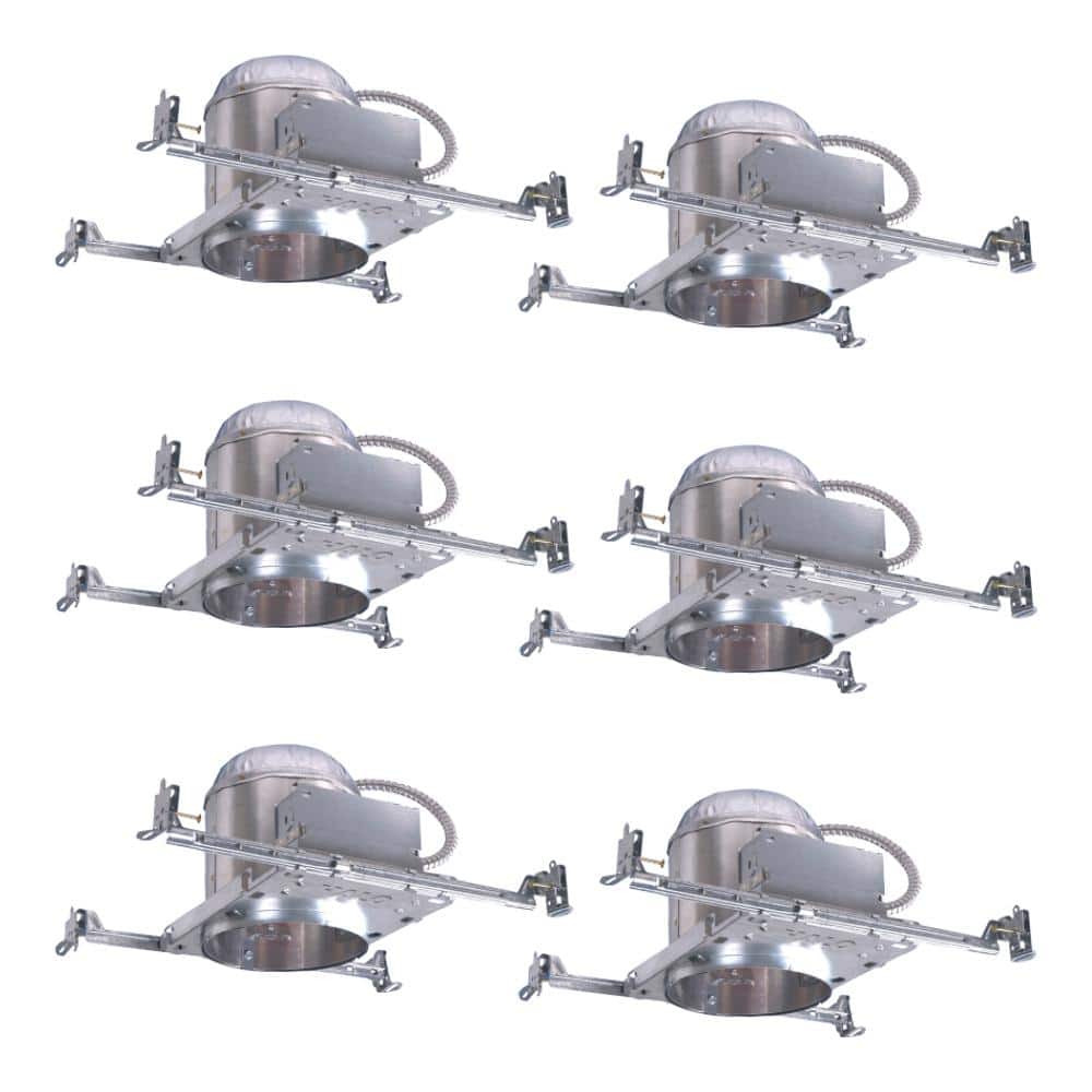 H7 6 in. Aluminum Recessed Lighting Housing for New Construction Ceiling, Insulation Contact (6 - Pack) - Stu's Home Improvement Outlet