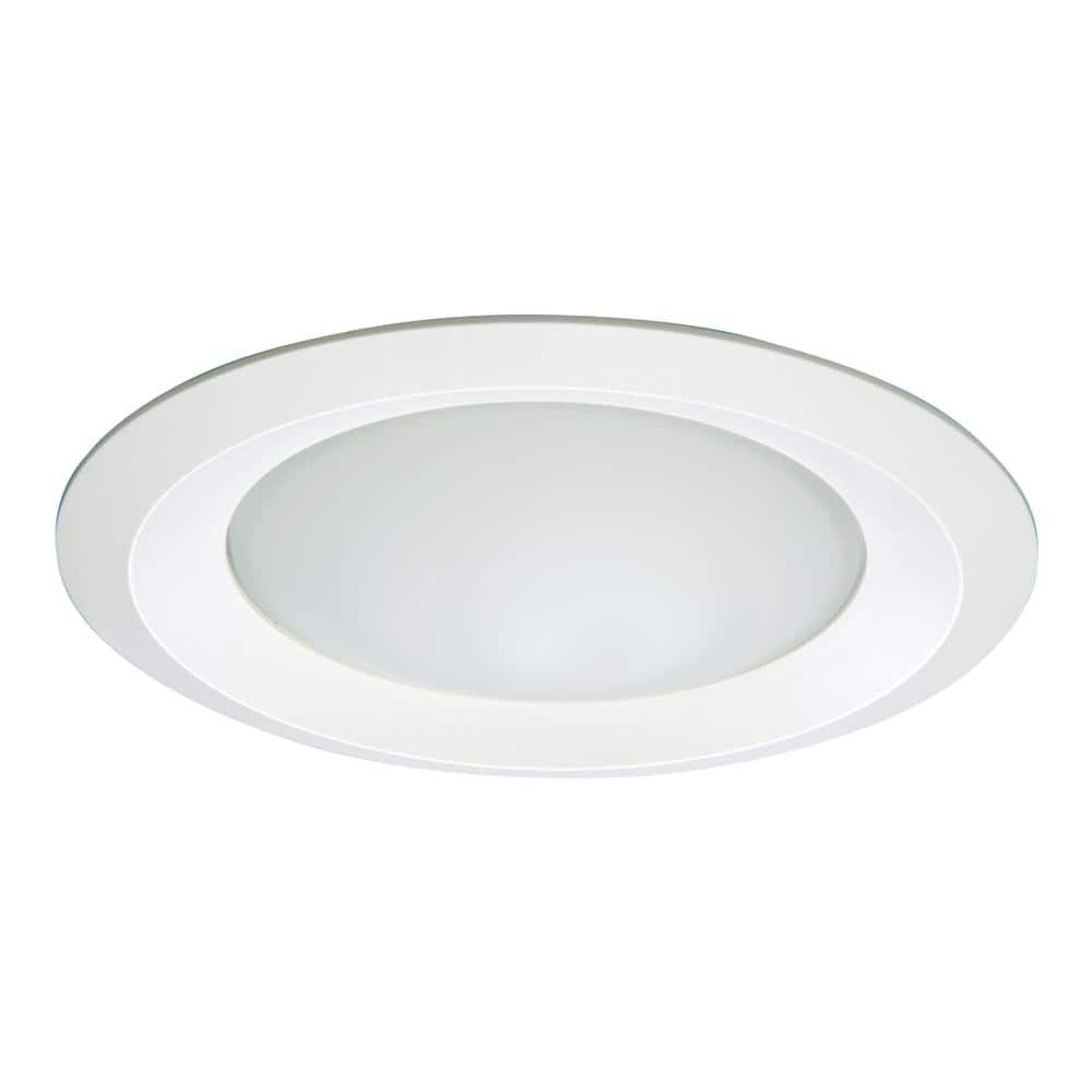 E26 Series 6 in. White Recessed Ceiling Light Fixture Trim with Frosted Glass Lens, Wet Rated Shower Light - Stu's Home Improvement Outlet