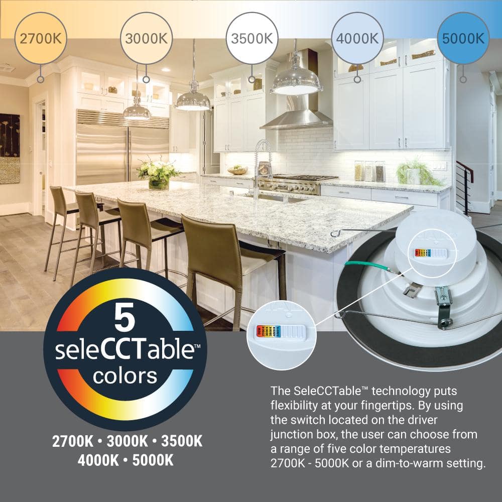 HALO RL56 Series 5/6 - inch recessed LED retrofit module. Selectable CCT Integrated LED Matte White, 600 Lumens - Stu's Home Improvement Outlet