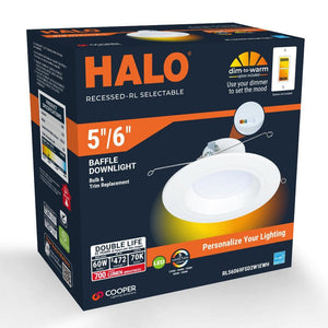 HALO RL56 Series 5/6 - inch recessed LED retrofit module. Selectable CCT Integrated LED Matte White, 600 Lumens - Stu's Home Improvement Outlet