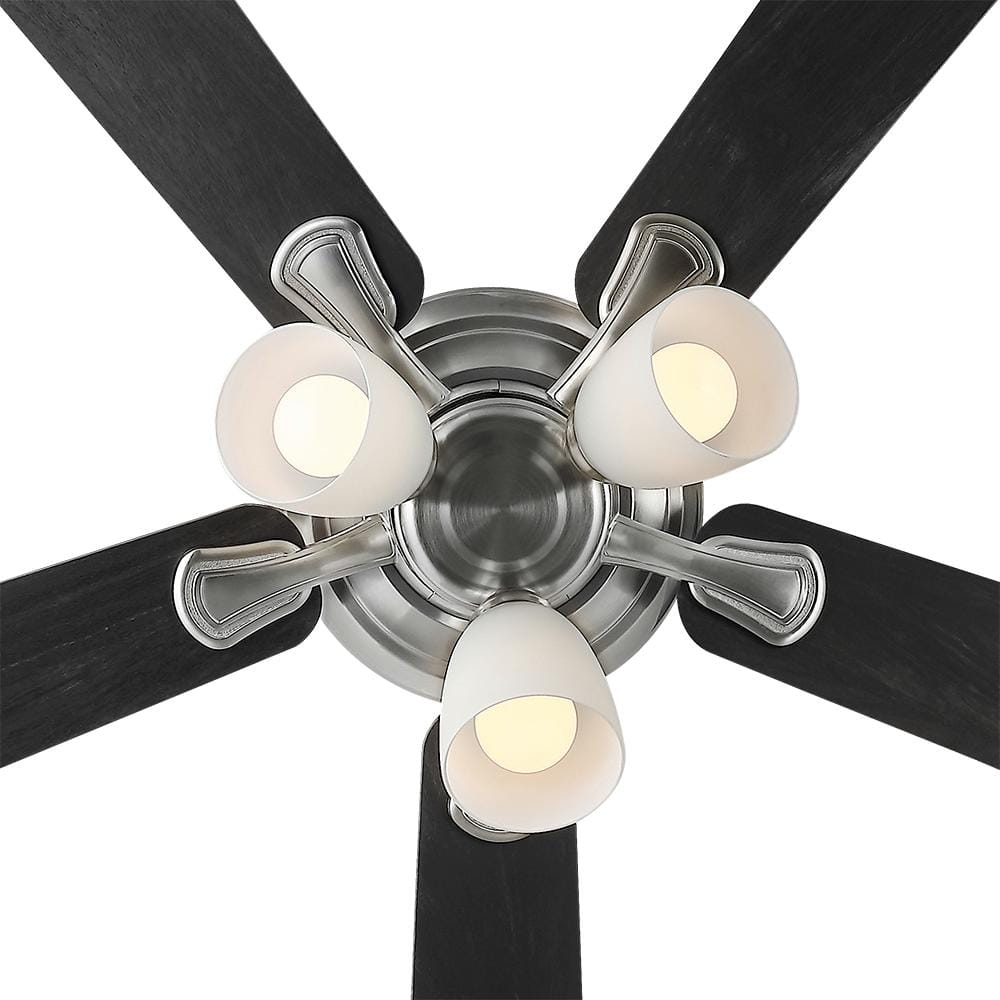 Riley 44 in. Indoor LED Brushed Nickel Ceiling Fan with Light Kit, 5 QuickInstall Reversible Blades and Remote Control - Stu's Home Improvement Outlet