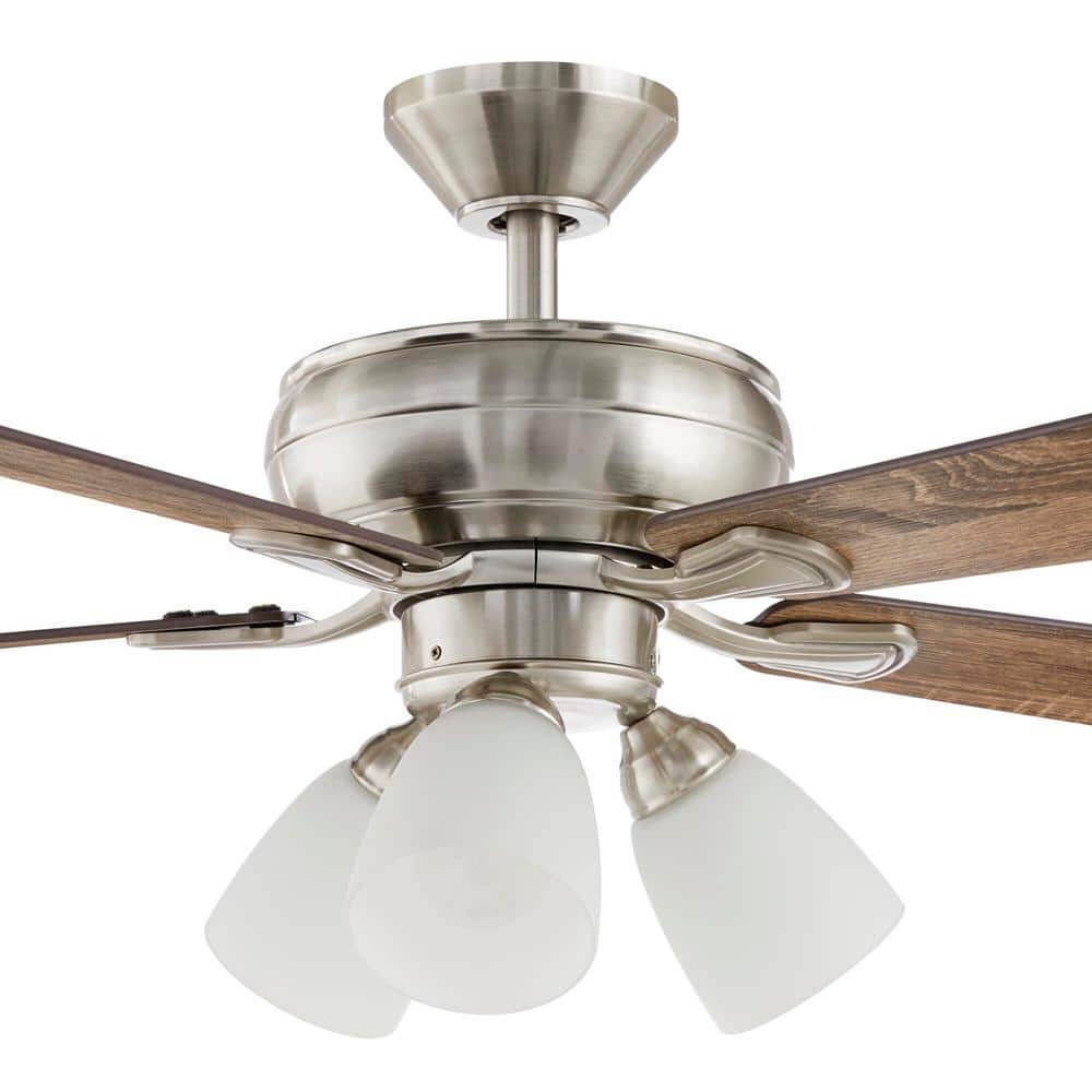 Riley 44 in. Indoor LED Brushed Nickel Ceiling Fan with Light Kit, 5 QuickInstall Reversible Blades and Remote Control - Stu's Home Improvement Outlet