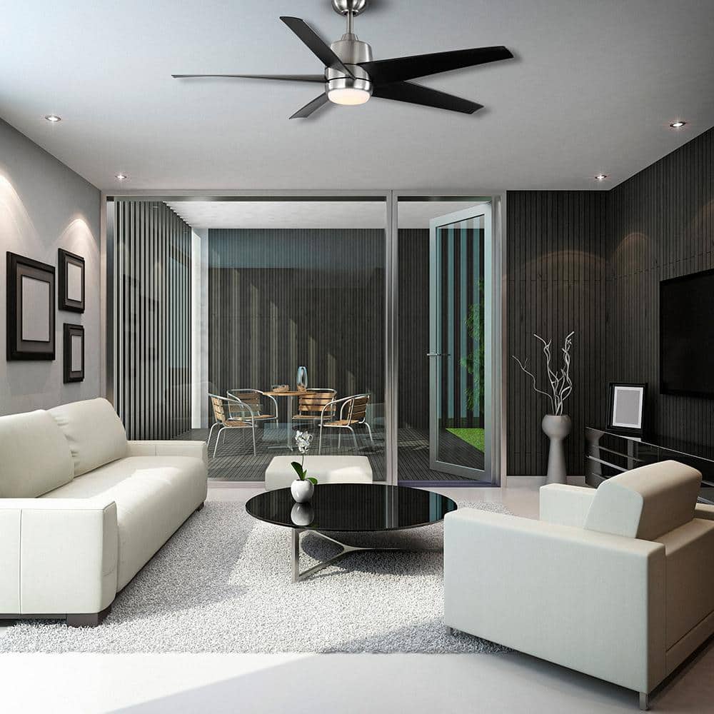 Mena 54 in. White Color Changing Integrated LED Indoor/Outdoor Brushed Nickel Ceiling Fan with Light Kit and Remote - Stu's Home Improvement Outlet