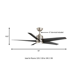Mena 54 in. White Color Changing Integrated LED Indoor/Outdoor Brushed Nickel Ceiling Fan with Light Kit and Remote - Stu's Home Improvement Outlet