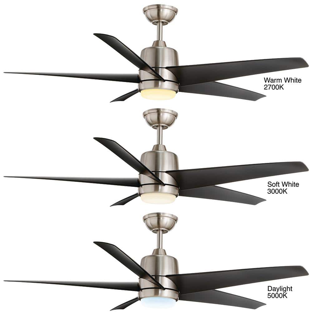 Mena 54 in. White Color Changing Integrated LED Indoor/Outdoor Brushed Nickel Ceiling Fan with Light Kit and Remote - Stu's Home Improvement Outlet