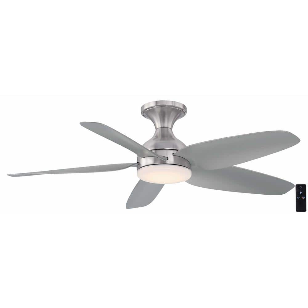 Ceva 44 in. Indoor/Outdoor Brushed Nickel with Silver Blades Ceiling Fan with Adjustable White with Remote Included