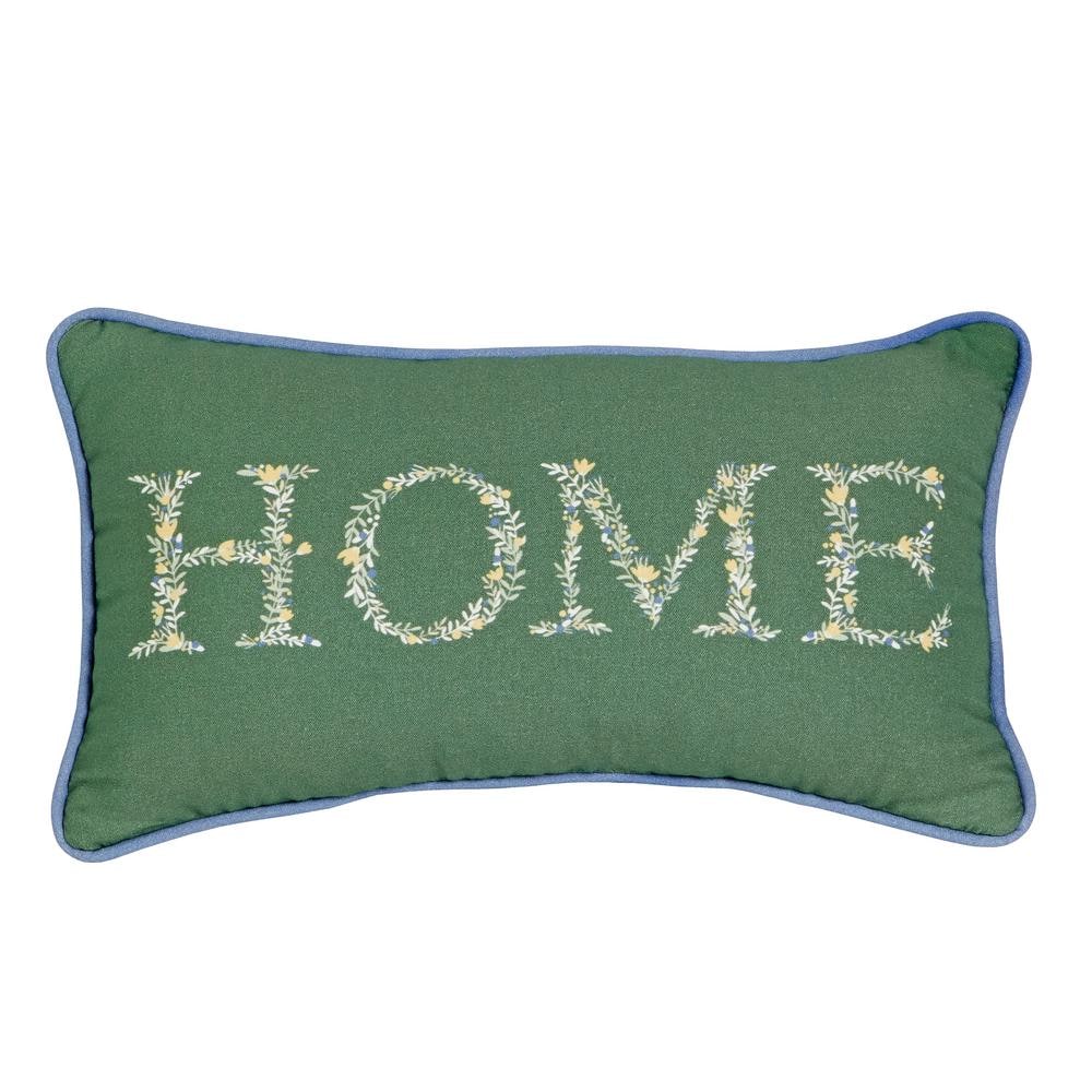 Home Flowers Lumbar Outdoor Throw Pillow
