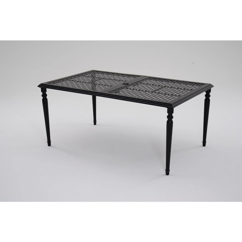Laurel Oaks Dark Brown Metal Outdoor Dining Table w/ Umbrella - Stu's Home Improvement Outlet
