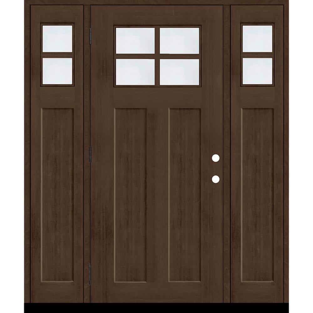Regency 64 in. x 80 in. RHOS 4L-1/4 Toplite Clear Glass Hickory Stain Fir Fiberglass Prehung Front Door with Dbl 12in.SL