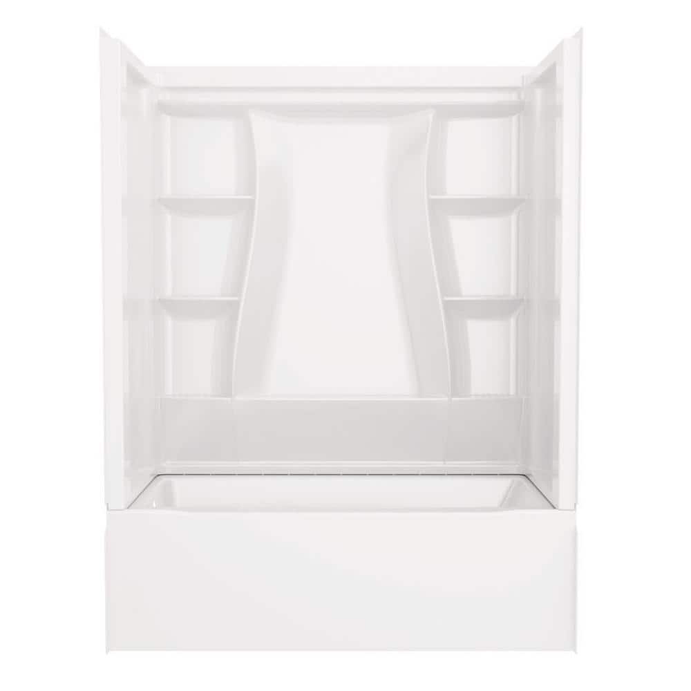 Classic 500 60 in. x 32 in. Alcove Left Drain Bathtub and Wall Surrounds in High Gloss White