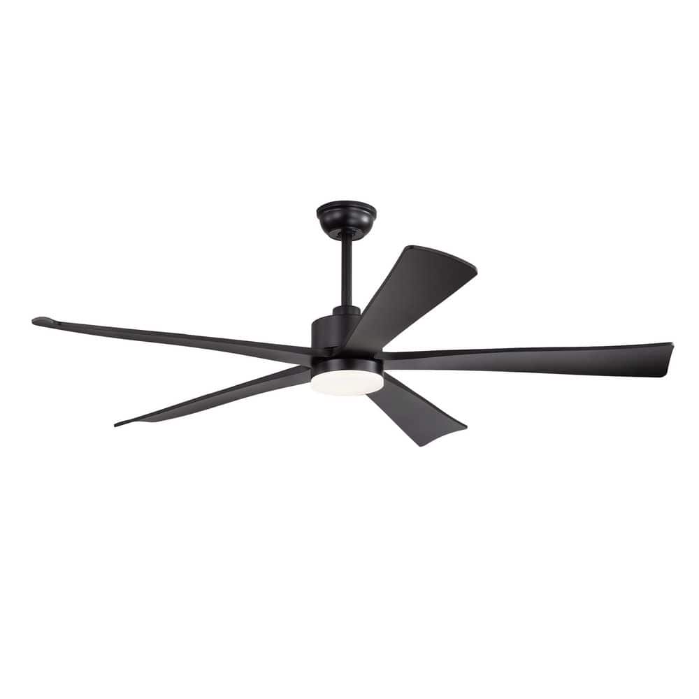 HINNIXY 60 In Black Ceiling Fan with LED Light Remote control Reversible Quiet DC Motor Fandelier Downrod 3CCT for living room - Stu's Home Improvement Outlet