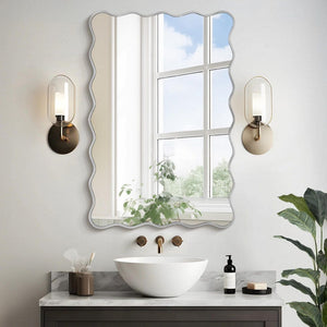 24 in. W x 36 in. H Rectangle Silver Aluminum Alloy Framed Wall Mirror Decorative Wall Mirror - Stu's Home Improvement Outlet