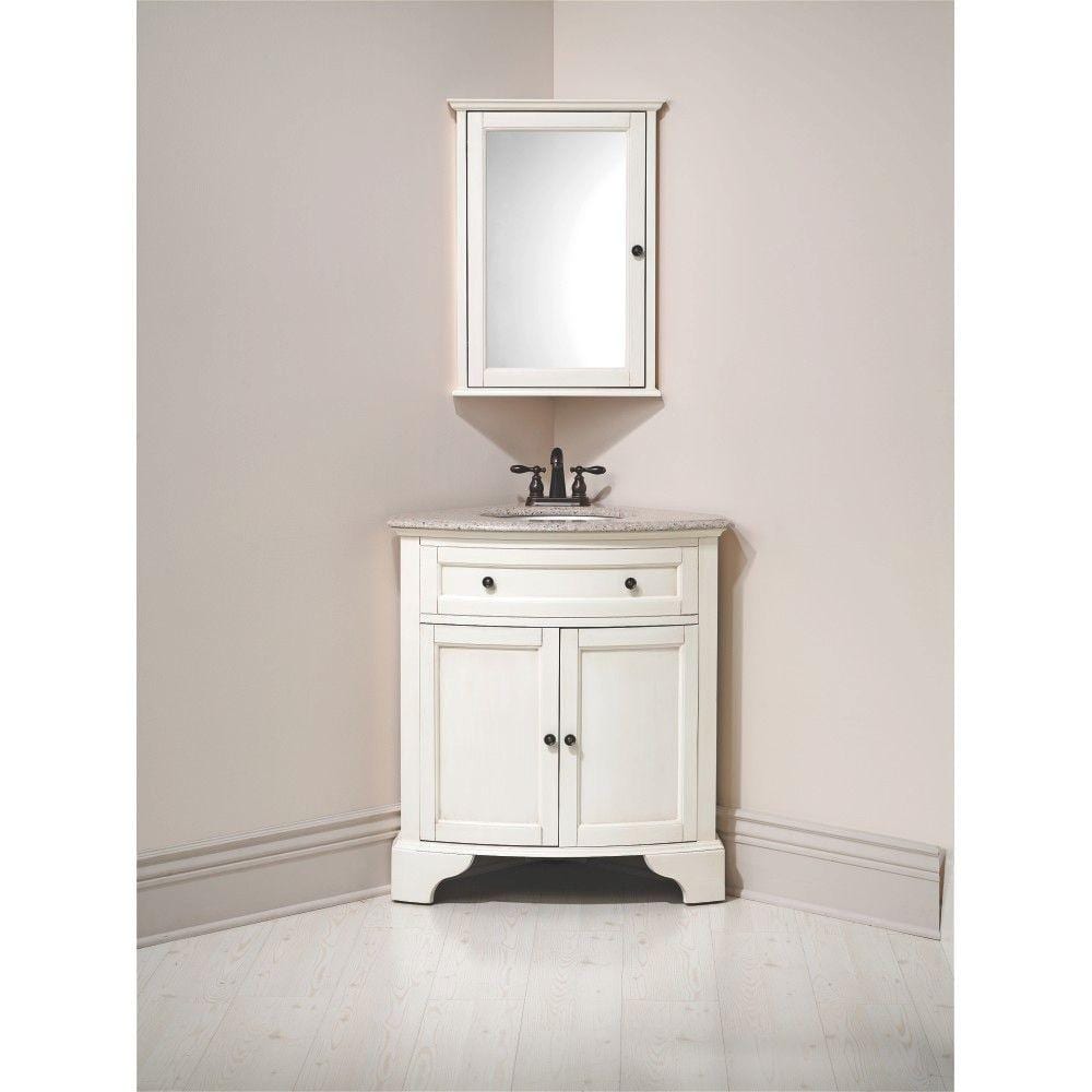 Hamilton 31 in. W x 23 in. D Corner Bath Vanity in Ivory with Granite Vanity Top in Grey