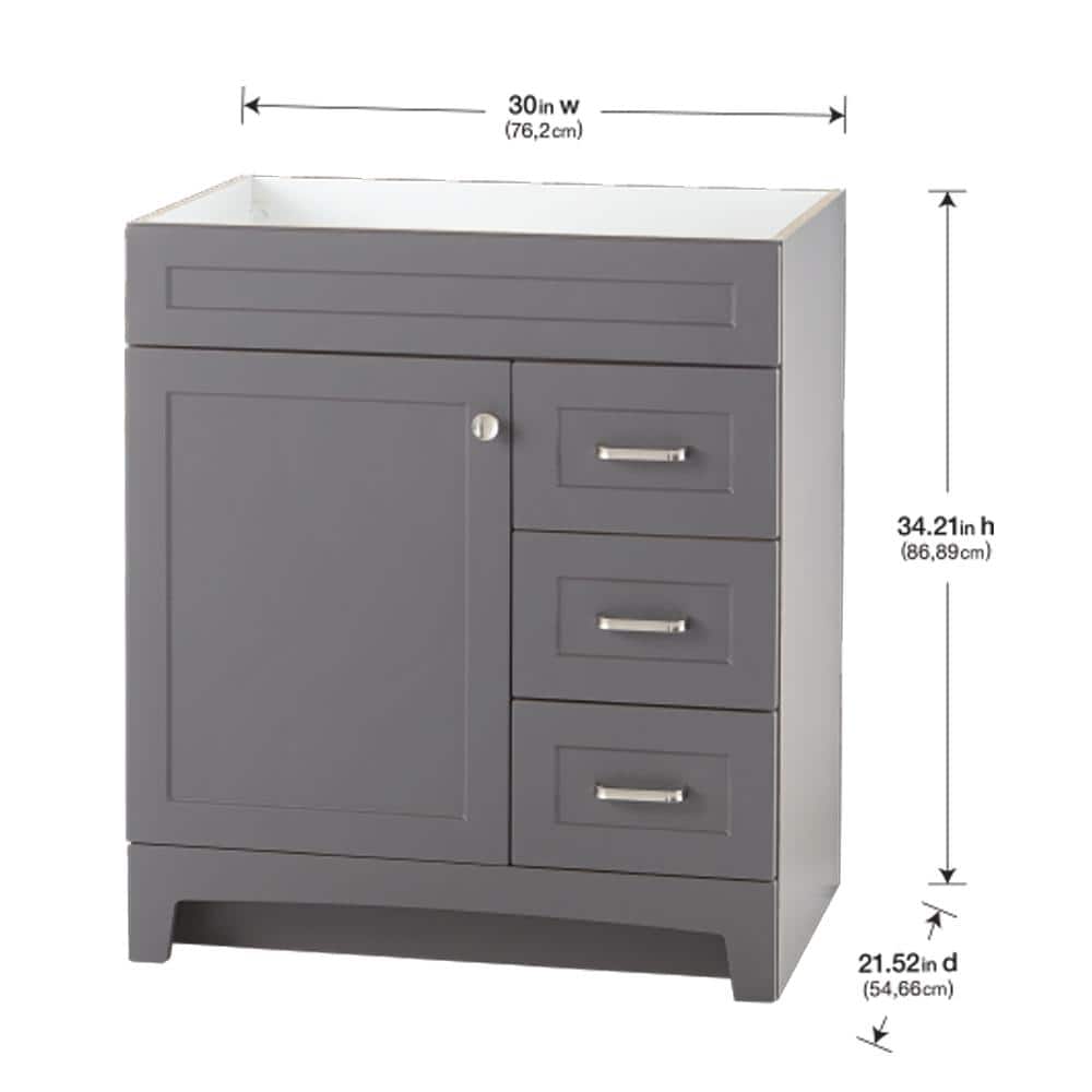 Thornbriar 30 in. W Bath Vanity in Cement with Marble White Top