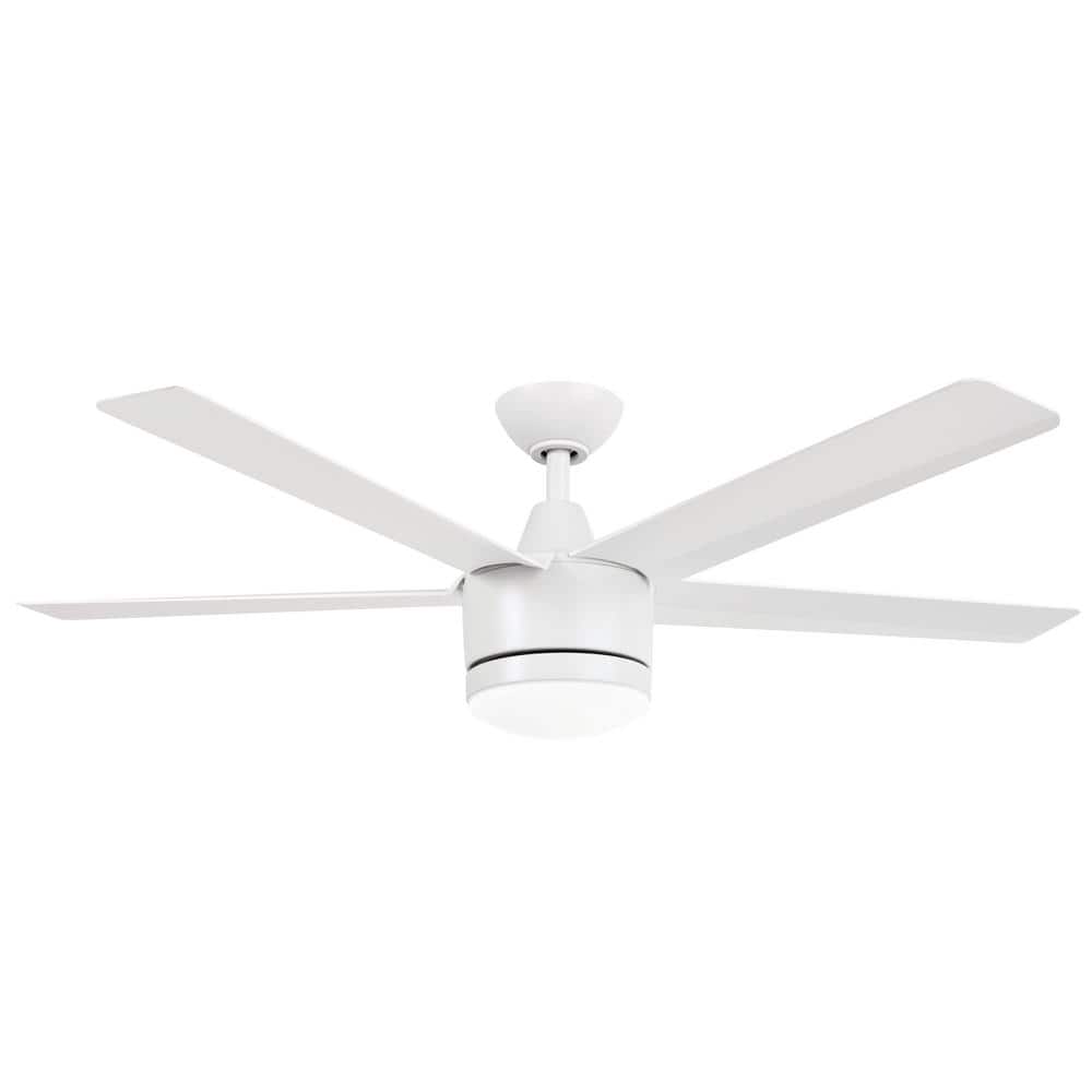 Home Decorators Collection Merwry 52 in. Intergrated LED Matte White Ceiling Fan With Light And Remote Control - Stu's Home Improvement Outlet
