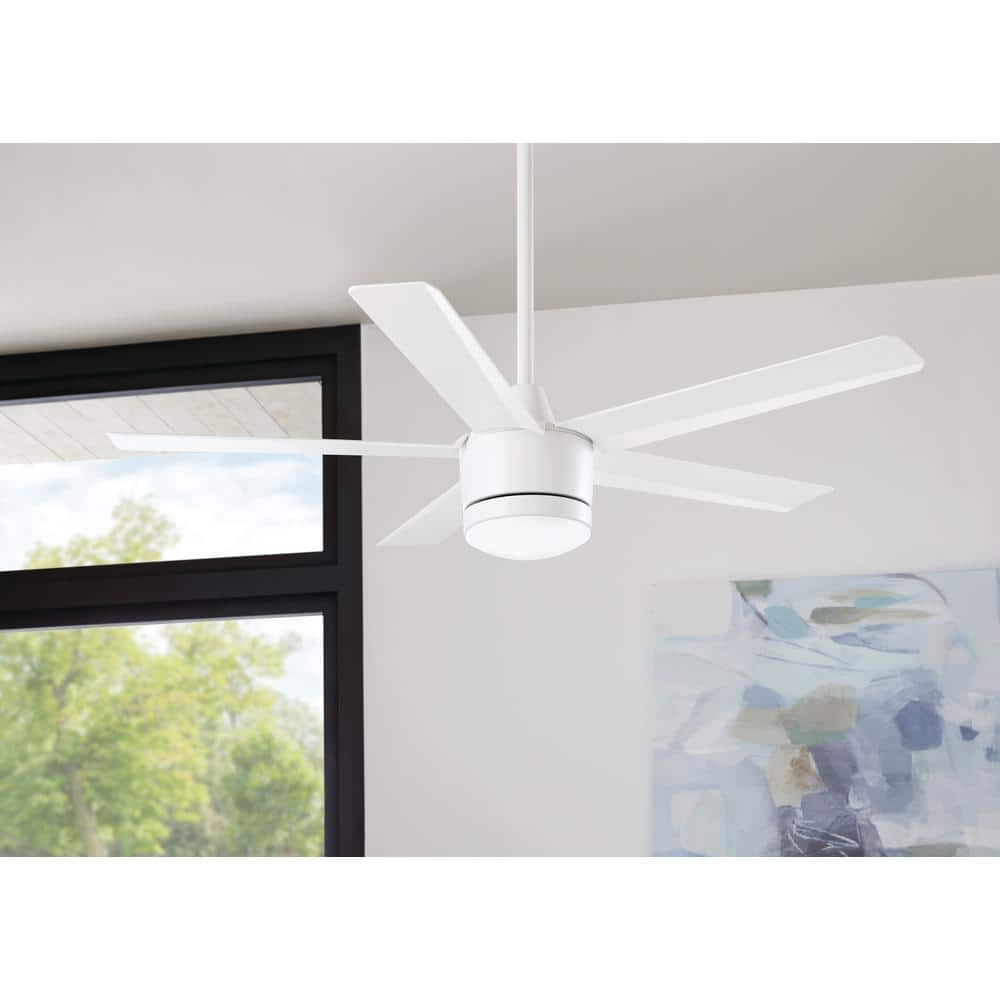Home Decorators Collection Merwry 52 in. Intergrated LED Matte White Ceiling Fan With Light And Remote Control - Stu's Home Improvement Outlet