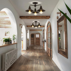 Calvin 18.5 in. 3 - Light Iron Industrial Farmhouse LED Oil Rubbed Bronze Semi - Flush Mount Ceiling Light - Stu's Home Improvement Outlet