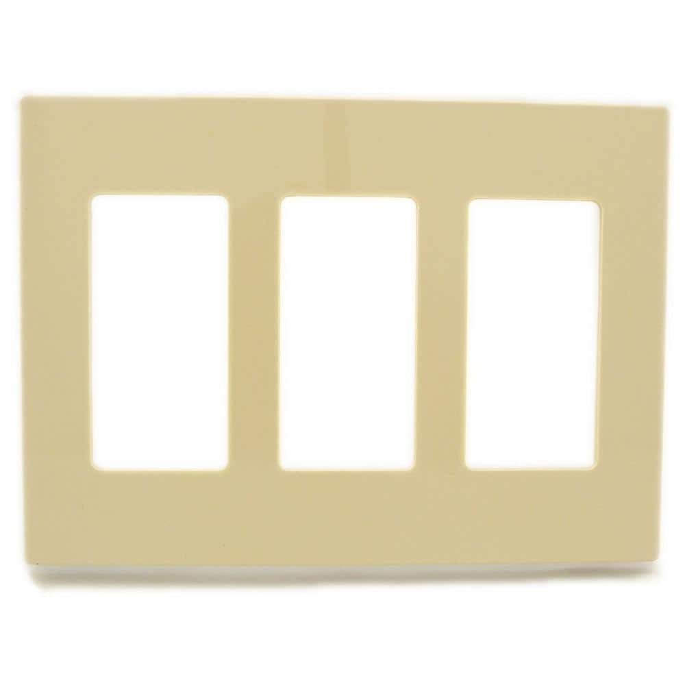 3-Gang Ivory Decora/Rocker Polycarbonate Standard Screwless Wall Plate (1-Pack) 80311-SI