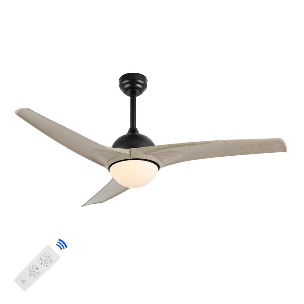 Sully 52 in. 1 - Light App/Remote 6 - Speed Propeller Integrated LED Indoor/Outdoor Gray Wood White Ceiling Fan - Stu's Home Improvement Outlet