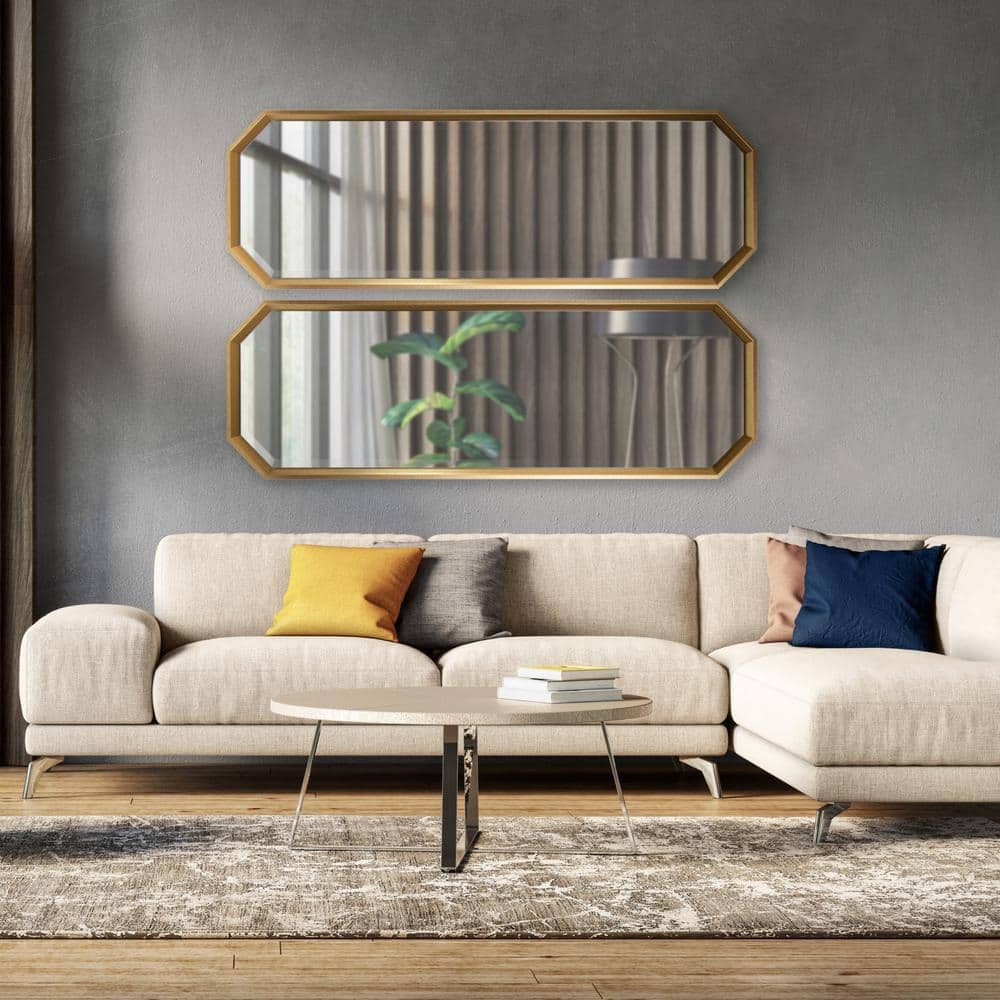 Calter 48 in. x 17 in. Classic Octagon Framed Gold Wall Accent Mirror