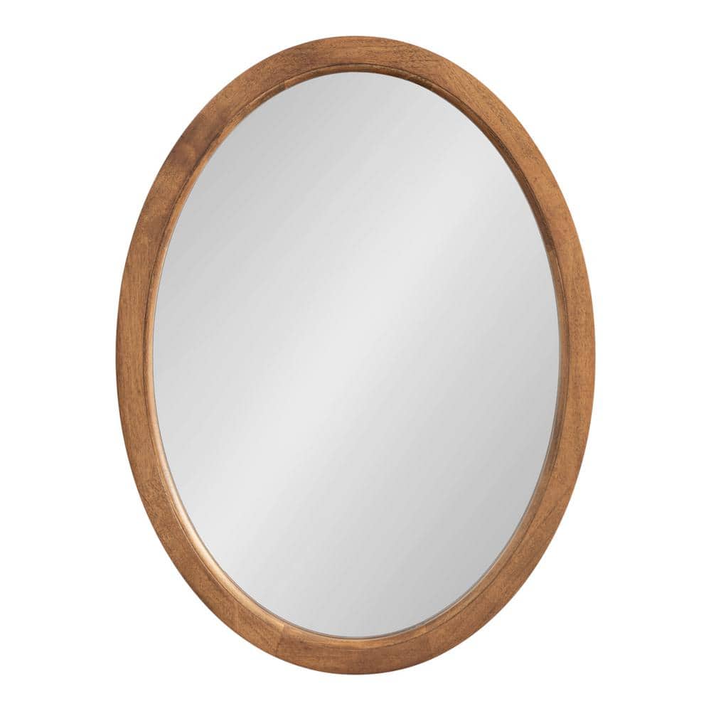 Hogan 18 in. W x 24 in. H Rustic Brown Oval Farmhouse Framed Decorative Wall Mirror