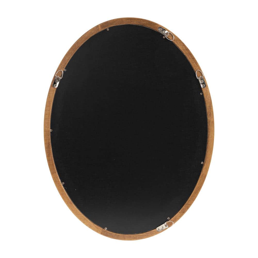 Hogan 18 in. W x 24 in. H Rustic Brown Oval Farmhouse Framed Decorative Wall Mirror
